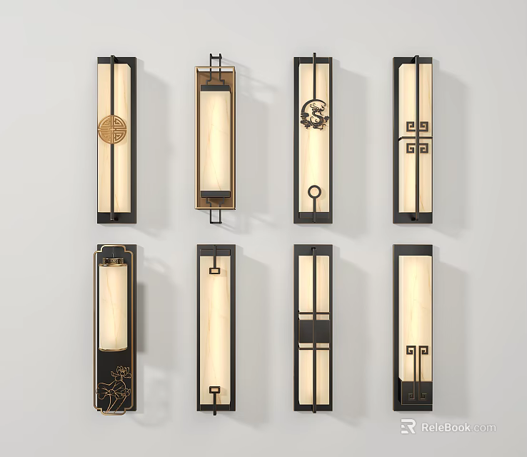 Chinese Style Wall Lamps With Traditional Patterns And Classic Design Elements 3d model