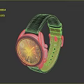 Stylish Smartwatch With Black Leather Strap Orange Lining And Circular Dial
