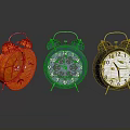 Colorful Alarm Clocks With Bell Design On Reflective Surface For Home Essentials