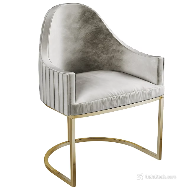Elegant Modern Leisure Chair With Velvet Upholstery And Gold Metal Legs 3d model 