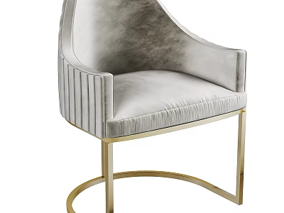 Elegant Modern Leisure Chair With Velvet Upholstery And Gold Metal Legs 3d model