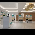 Bright Retail Store Interior With Wooden Walls Shelves Chandeliers And Displayed Products