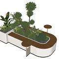 Modern Outdoor Chair with Curved Design Wooden Seats and Lush Greenery