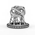 Black Artistic Decorative Ornament Set With Hollow-Out Design And Shiny Base