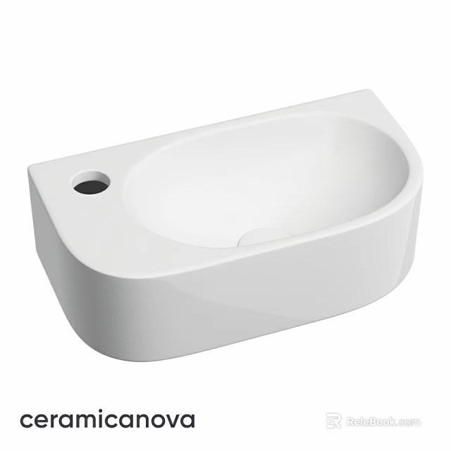 White Modern Ceramic Wash Basin With Smooth Surface And Single Drain Hole 3d model 