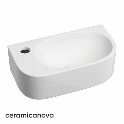 White Modern Ceramic Wash Basin With Smooth Surface And Single Drain Hole 3d model