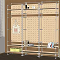 Entryway Console Cabinet With Pegboard Metal Frame And Wooden Storage Shelves