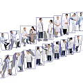Healthcare Workers In Various Poses And Professional Attire On White Background
