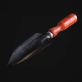 Professional Garden Hand Tool With Red Wooden Handle And Black Metal Blade