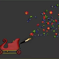 Red Sleigh Shaped Play Equipment With Colorful Gift Boxes And Festive Wheels
