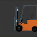 Orange And Gray Industrial Electric Forklift With Cab And Front Forks