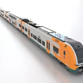 Modern Orange Gray Green Train With Streamlined Design Multiple Carriages And Roof Equipment