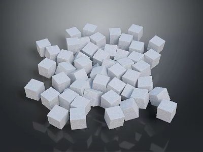 White Sugar Cubes Pile Stacked On Dark Background For Food 3d model