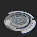 Ornate Circular Water Fountain Featuring Concentric Circles And Decorative Patterns 3d model