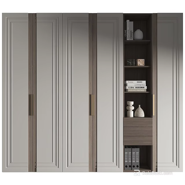 Modern Decorative Cabinet Interior Design With Wooden Doors Drawers And Shelves For Decorative Items 3d model 