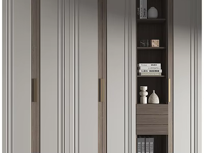 Modern Decorative Cabinet Interior Design With Wooden Doors Drawers And Shelves For Decorative Items 3d model