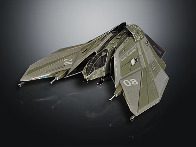 Spacecraft Model 08 Military Aerospace Vehicle With Aerodynamic Wings For Cosmic Exploration Missions 3d model