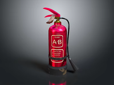 Red FIREX Fire Extinguisher With A B Label Black Nozzle And Base 3d model