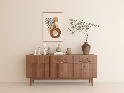 Antique Style Bucket Cabinet End View Cabinet Walnut Decorative Cabinet 3d model