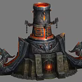Ancient Stove with Flames Intricate Carvings Mythical Beast Decorations Grand Structure and Glowing Base