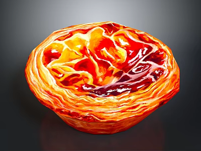 Golden Brown Egg Tart With Flaky Pastry Crust And Creamy Custard Filling 3d model