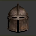 Ancient Medieval Copper Helmet With Spiked Top And Riveted Details