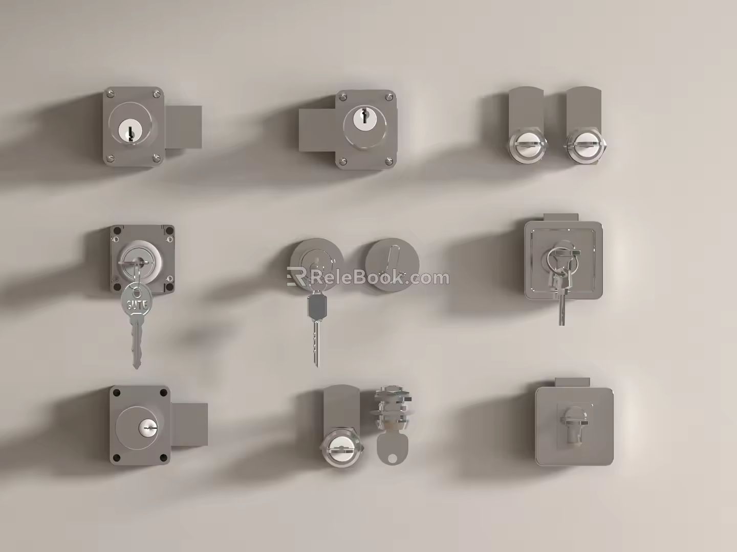 Door lock key lock cylinder filing cabinet file cabinet lock iron lock hardware 3d model