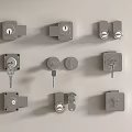 Door lock key lock cylinder filing cabinet file cabinet lock iron lock hardware 3d model