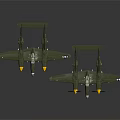 Spacecraft Model With Twin Green Fuselage And Yellow Propellers Design