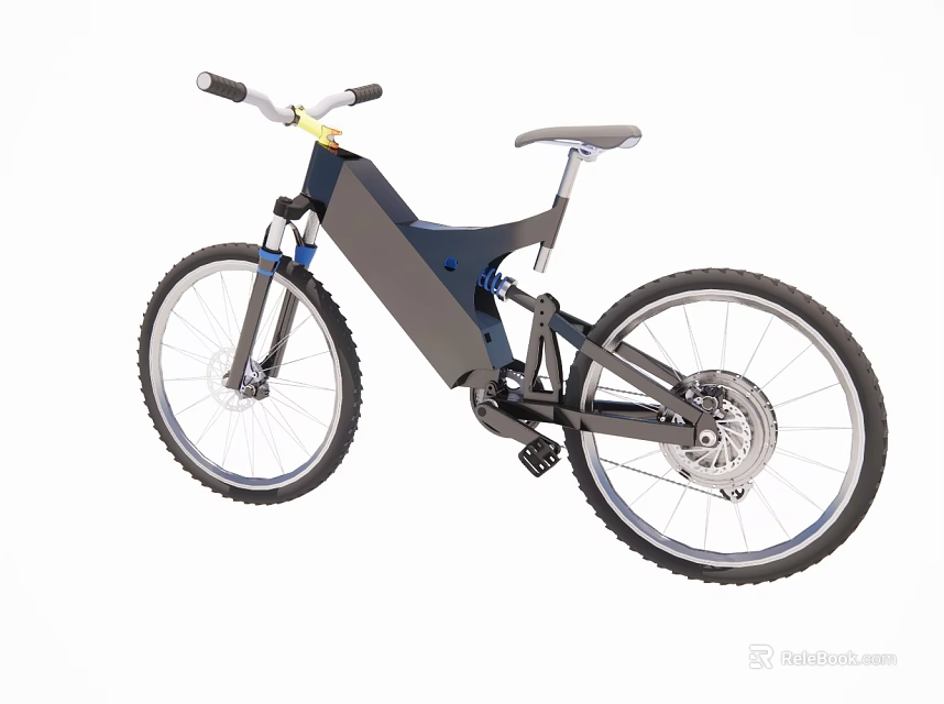 Modern Mountain Bike With Black Gray Frame And Suspension System 3d model 