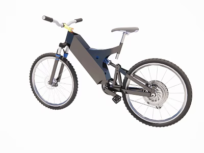 Modern Mountain Bike With Black Gray Frame And Suspension System 3d model