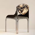Poliform Modern Dining Chairs With Floral Pattern Backrest And Metal Frame 3d model
