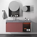 Green Bathroom Vanity With Large Mirror Storage LED Lighting And Towels 3d model