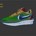 Retro Style Running Shoes Dark Colorway With White Grey Red Accents Thick Sole Mesh Upper