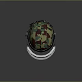 Camouflage Pattern Protective Helmet With Transparent Face Visor And Straps 3d model