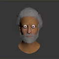 Man with Gray White Hair Beard and Facial Texture on Gray Background with Black Surface