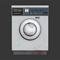 Modern Stainless Steel Washing Machine With Digital Control Panel And Circular Door