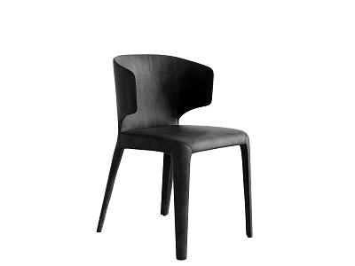 Elegant Modern Black Leather Dining Chair With Sleek Curved Backrest Structure 3d model