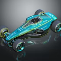 Modern Teal Racing Car With Streamlined Design Yellow Accents And Sponsor Logos