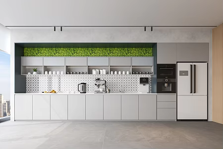 Office Tea Room Bar Counter Drinking Area Drinking Machine Refrigerator Cabinet Cup Rest Area 3d model
