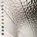 Textured Metallic Wall Decor With Geometric Patterns And Colorful Round Accents