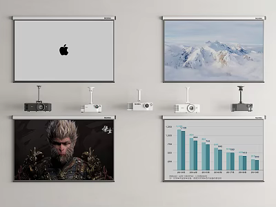 Projection Monitoring of Multiple Projection Screens Displaying Images Charts And Presentations 3d model