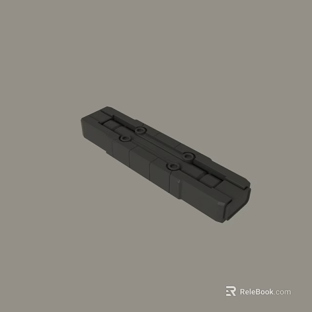 Black Elongated Rectangular Mechanical Part With Holes And Structural Design 3d model