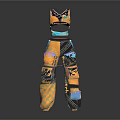 Stylish Tank Top And Pants Set With Orange Blue Purple Geometric Patterns And Multiple Pockets