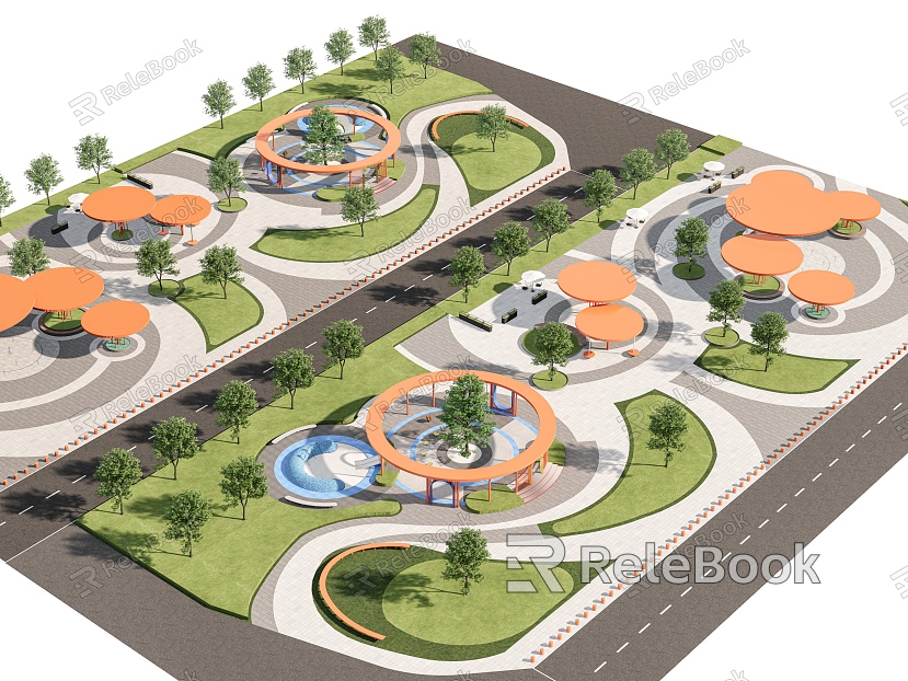 Pocket Park Street Corner Park Park Landscape Children's Park People's Activity Site Activity Square model