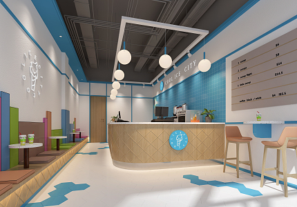 Modern Milk Tea Shop Milk Tea Beverage Shop 3d model