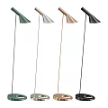 Modern Minimalist Floor Lamps With Conical Shade Multiple Colors Slim Pole Round Base
