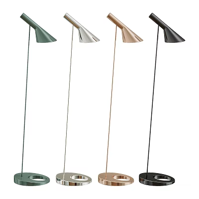 Modern Minimalist Floor Lamps With Conical Shade Multiple Colors Slim Pole Round Base 3d model