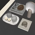 Modern Decorative Ornament Set With Marble Tray Glass Cups And Table Lamp For Home Decor