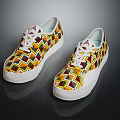 Colorful Casual Shoes With Geometric Pattern White Sole And White Laces